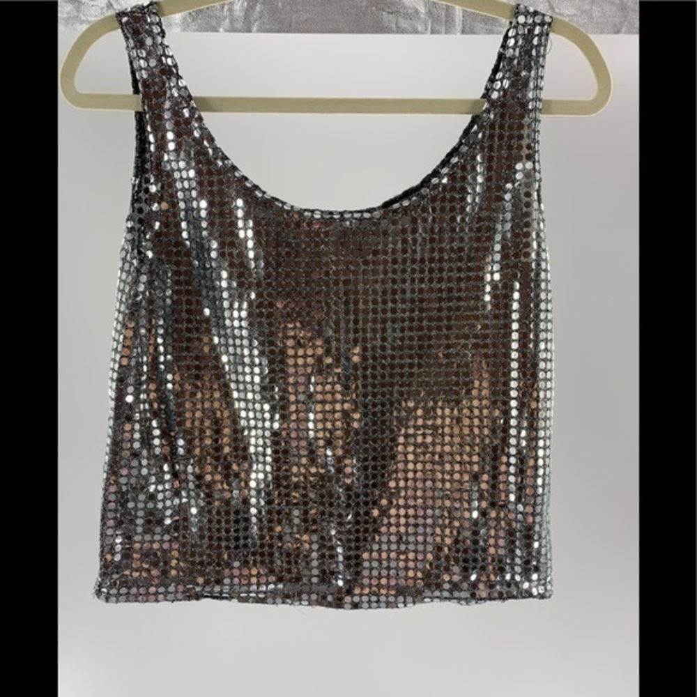 Sostanza Silver Sequined Crop Top Size S/M